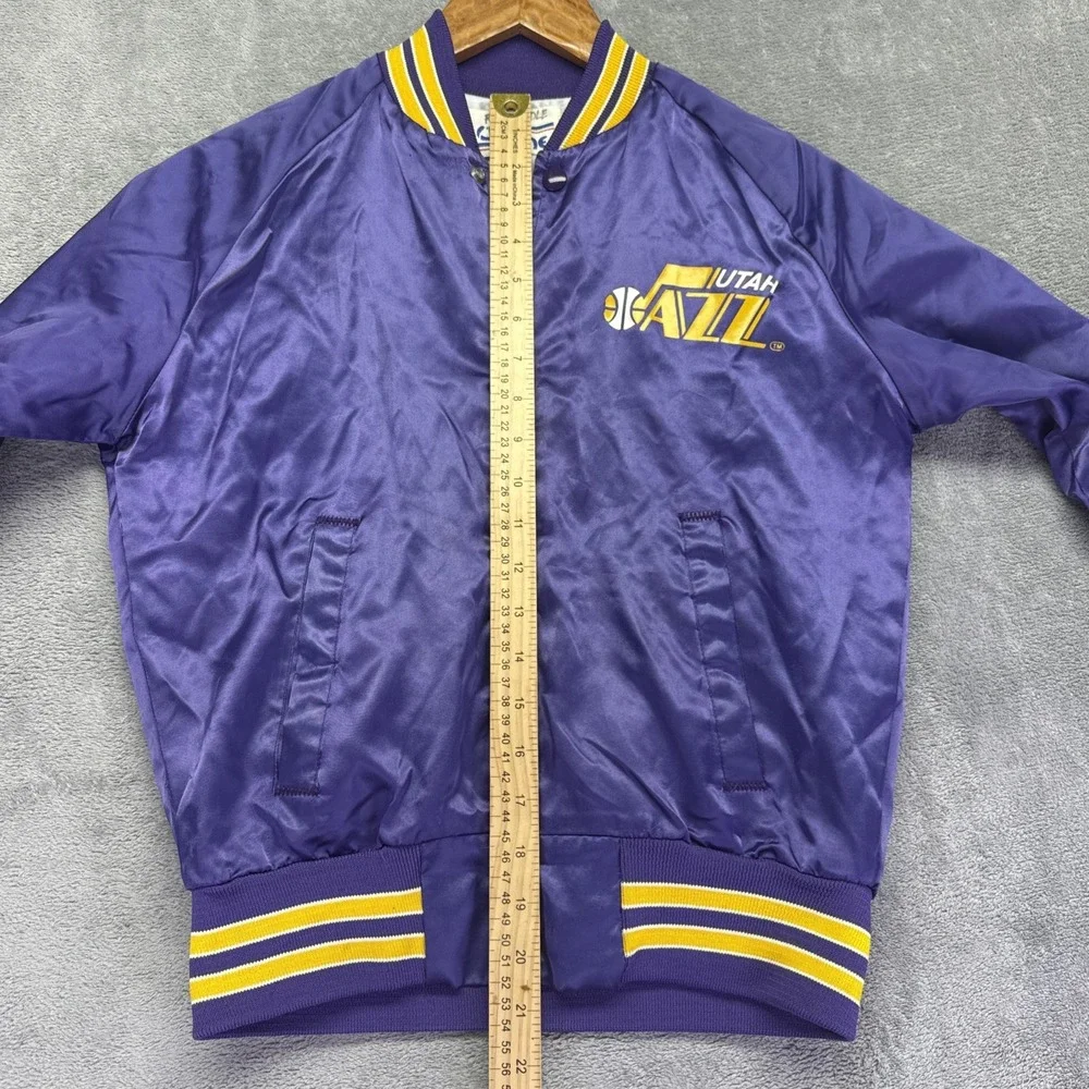 Vintage Utah Jazz NBA Chalk Line Satin Jacket Youth 14/15 Purple Made‎ In USA
